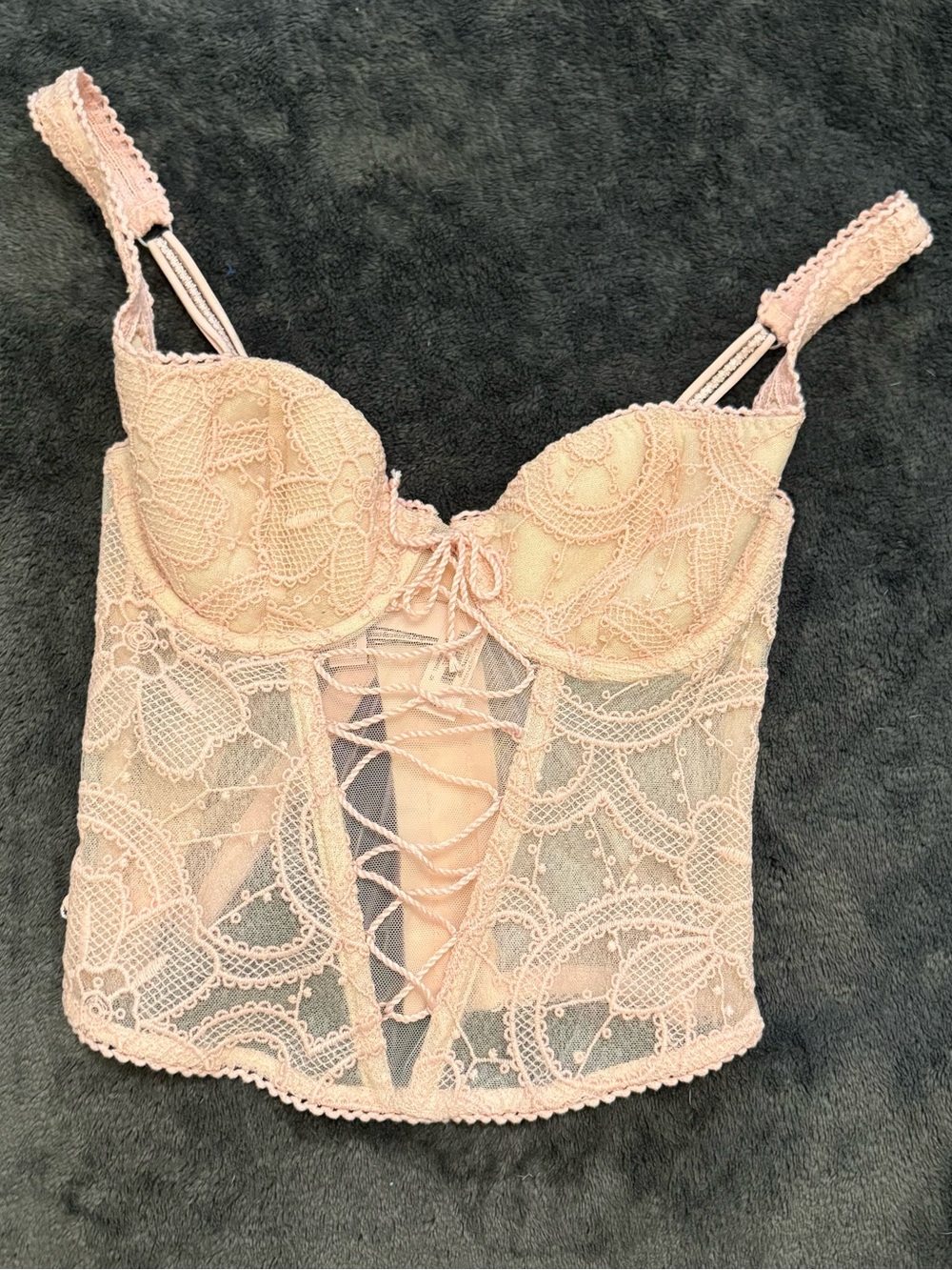 Victoria Secret Lace-Up Bustier Corset in Blush Pink